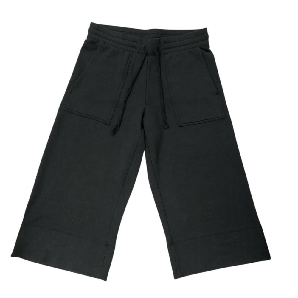 Quince Womens Medium Black Pants Modal Blend Crop Wide Leg Lounge Comfort Cozy
